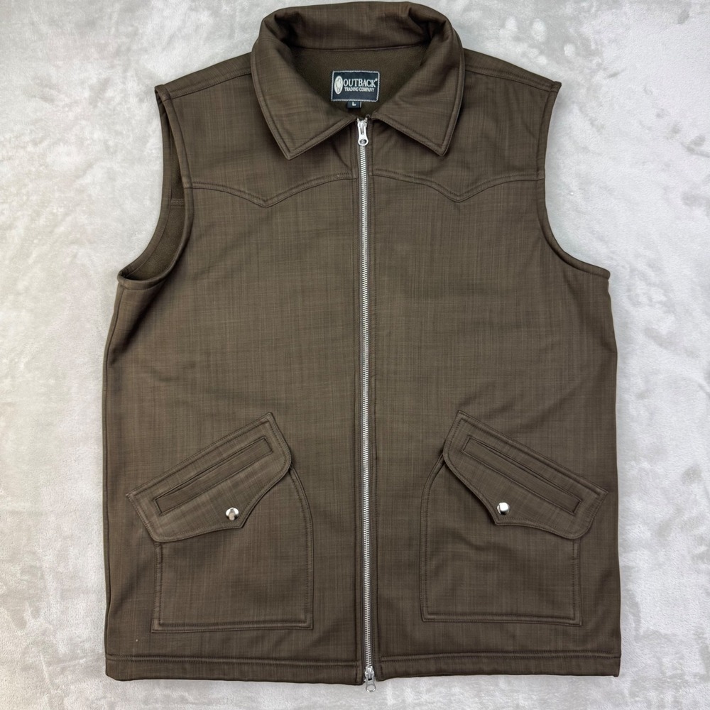 Outback Trading Company Vest Mens L Brown Regular Western Rancher Fleece Lined